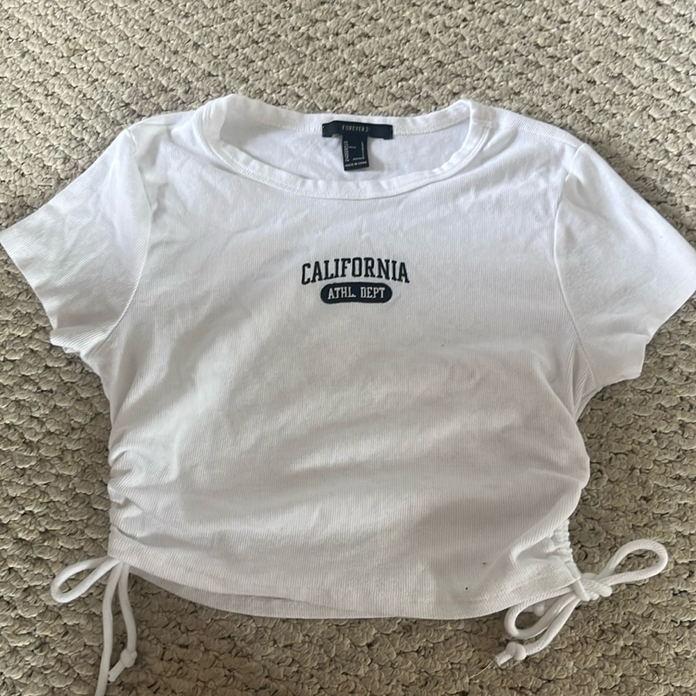 Forever 21 white crop top with ties on the side